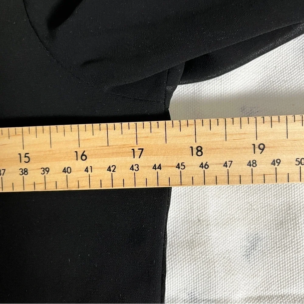 H&M Sheer Black Pleated Pintuck V-Neck Blouse - US Size 4 - Picture 9 of 12